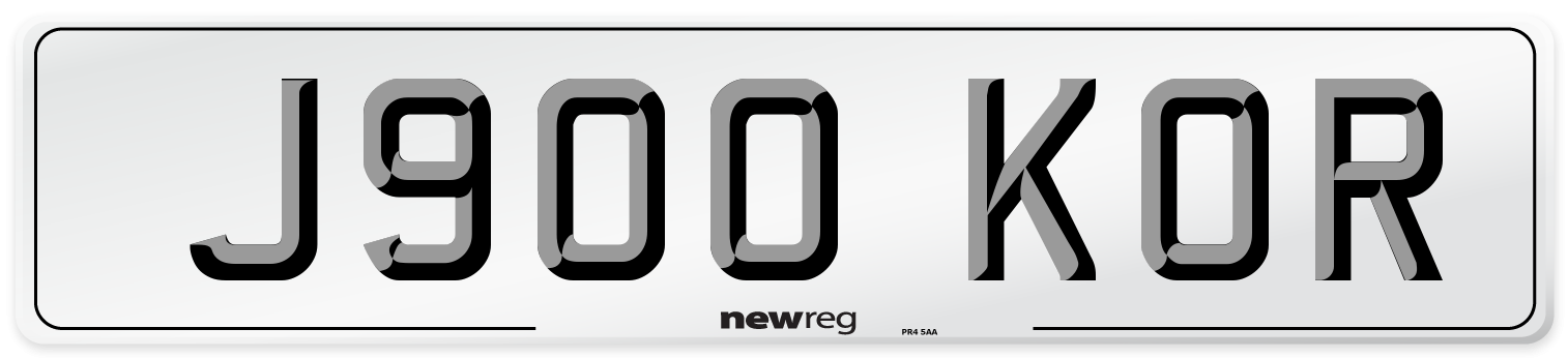 J900 KOR Number Plate from New Reg